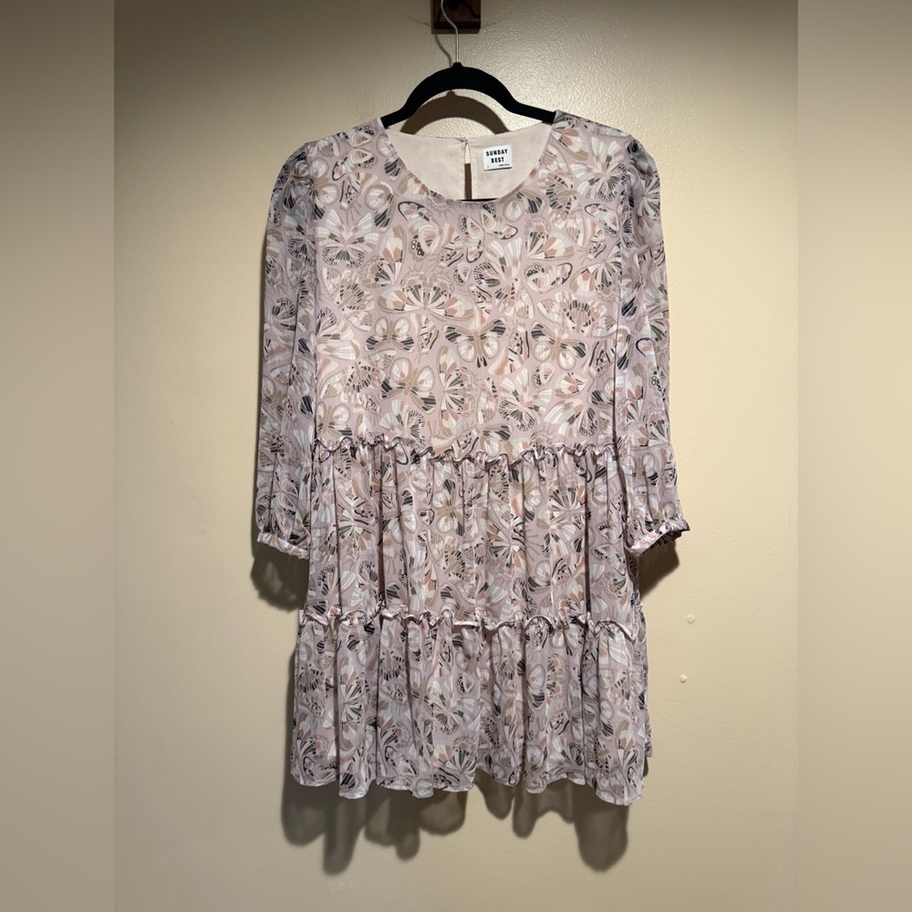 Aritzia Sunday Best Babydoll Dress - butterfly floral dress womens size small